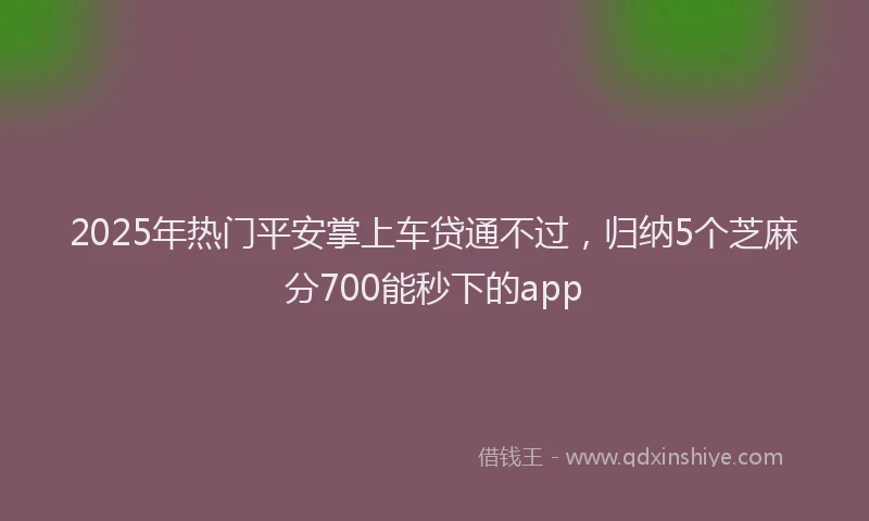 2025年热门平安掌上车贷通不过，归纳5个芝麻分700能秒下的app