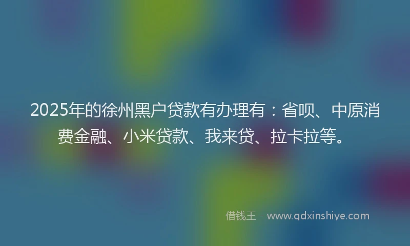 2025年的徐州黑户贷款有办理有：省呗、中原消费金融、小米贷款、我来贷、拉卡拉等。