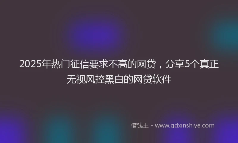 2025年热门征信要求不高的网贷，分享5个真正无视风控黑白的网贷软件