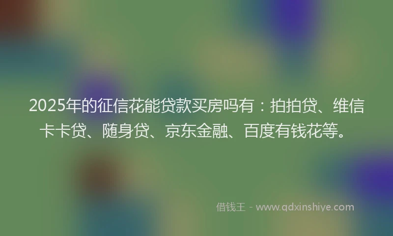 2025年的征信花能贷款买房吗有：拍拍贷、维信卡卡贷、随身贷、京东金融、百度有钱花等。