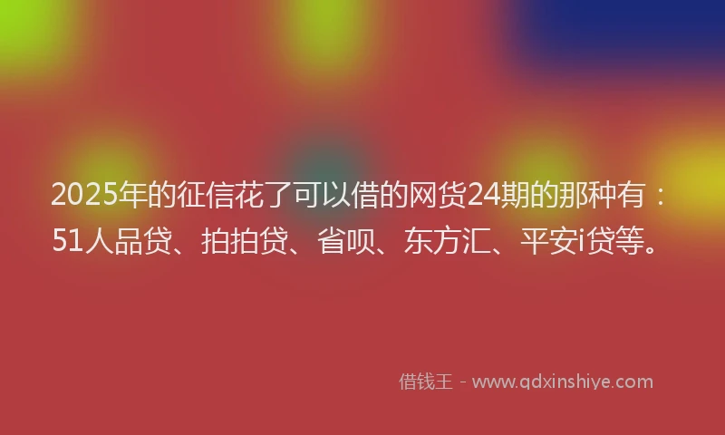 2025年的征信花了可以借的网货24期的那种有：51人品贷、拍拍贷、省呗、东方汇、平安i贷等。