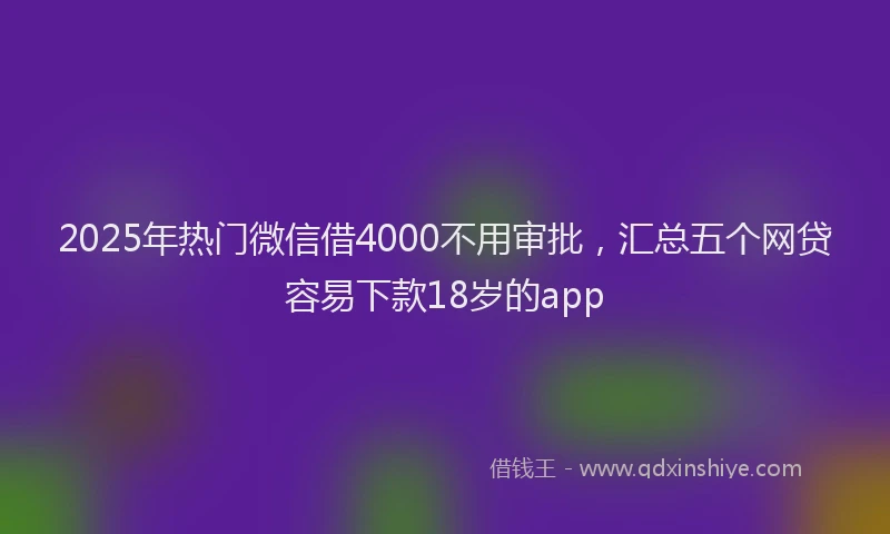 2025年热门微信借4000不用审批，汇总五个网贷容易下款18岁的app