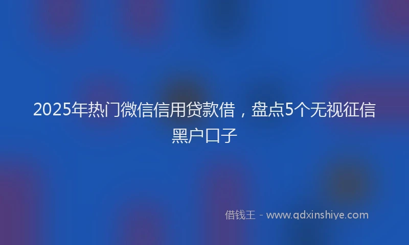 2025年热门微信信用贷款借，盘点5个无视征信黑户口子