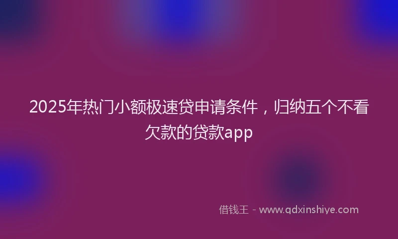 2025年热门小额极速贷申请条件，归纳五个不看欠款的贷款app