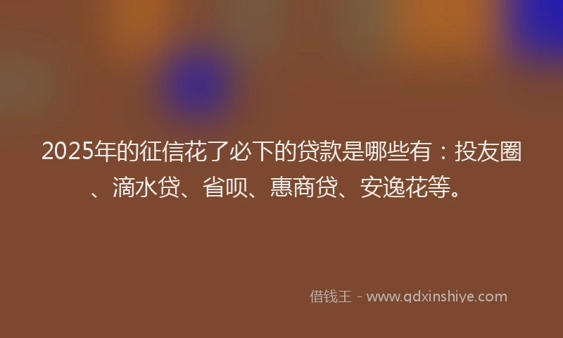 2025年的征信花了必下的贷款是哪些有：投友圈、滴水贷、省呗、惠商贷、安逸花等。