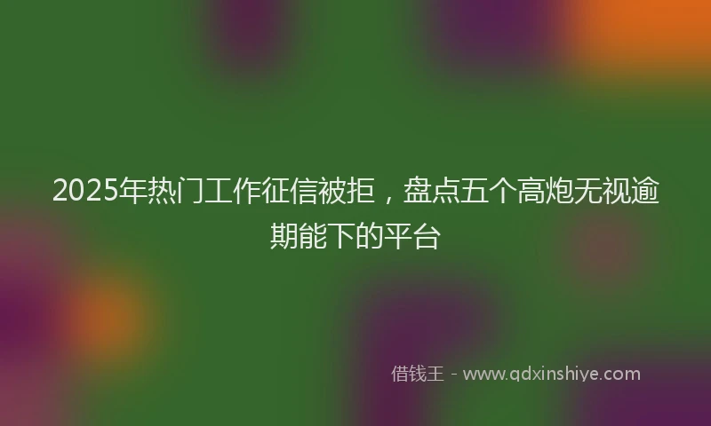 2025年热门工作征信被拒，盘点五个高炮无视逾期能下的平台