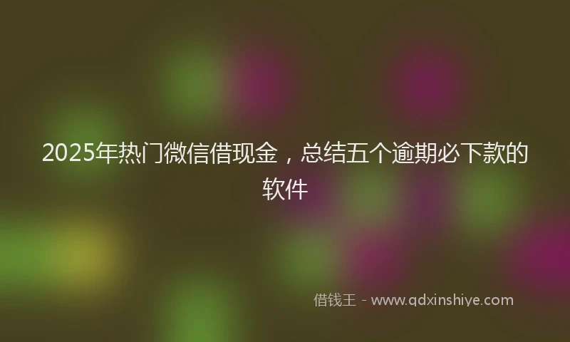 2025年热门微信借现金，总结五个逾期必下款的软件