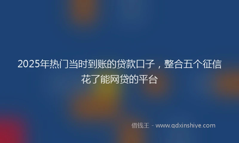 2025年热门当时到账的贷款口子，整合五个征信花了能网贷的平台