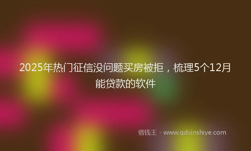 2025年热门征信没问题买房被拒，梳理5个12月能贷款的软件