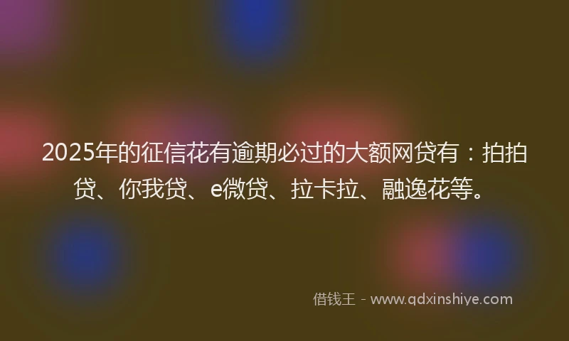 2025年的征信花有逾期必过的大额网贷有：拍拍贷、你我贷、e微贷、拉卡拉、融逸花等。