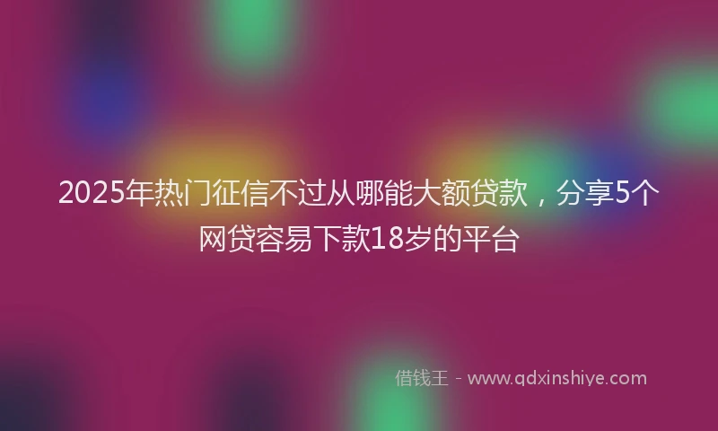 2025年热门征信不过从哪能大额贷款，分享5个网贷容易下款18岁的平台