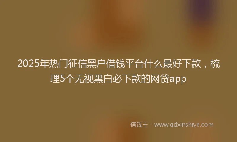 2025年热门征信黑户借钱平台什么最好下款，梳理5个无视黑白必下款的网贷app