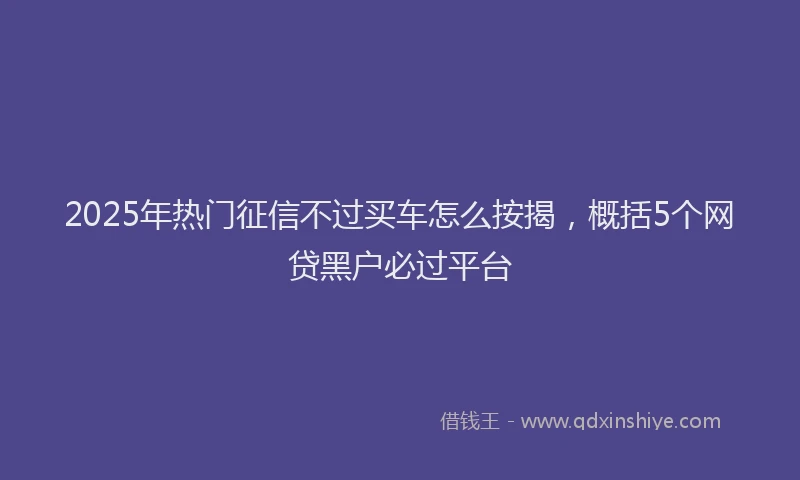 2025年热门征信不过买车怎么按揭，概括5个网贷黑户必过平台