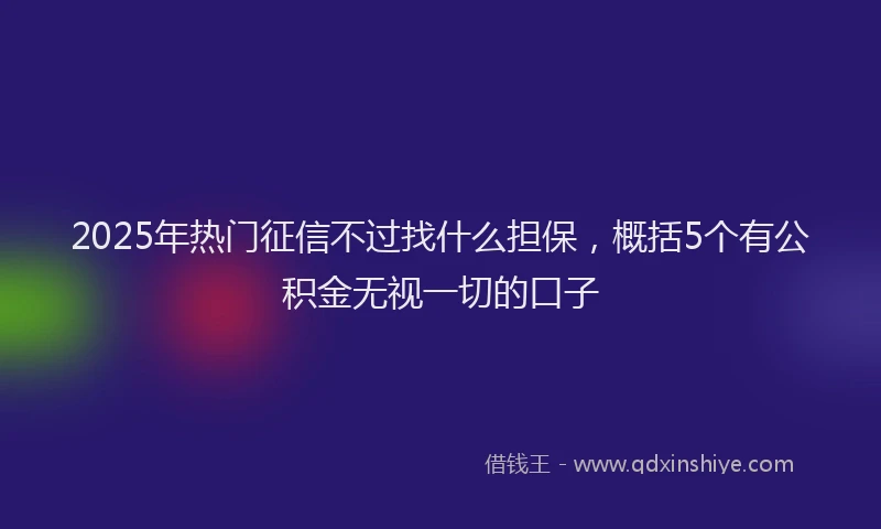 2025年热门征信不过找什么担保，概括5个有公积金无视一切的口子