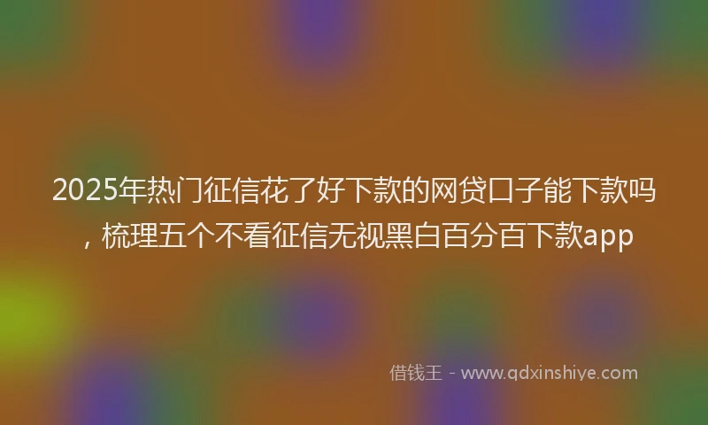 2025年热门征信花了好下款的网贷口子能下款吗，梳理五个不看征信无视黑白百分百下款app