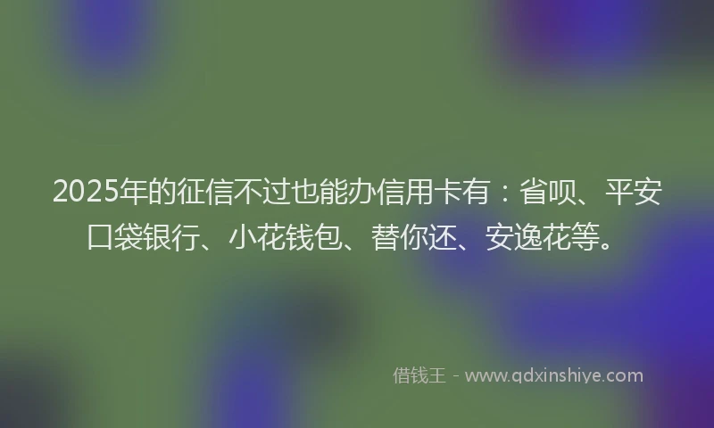 2025年的征信不过也能办信用卡有：省呗、平安口袋银行、小花钱包、替你还、安逸花等。
