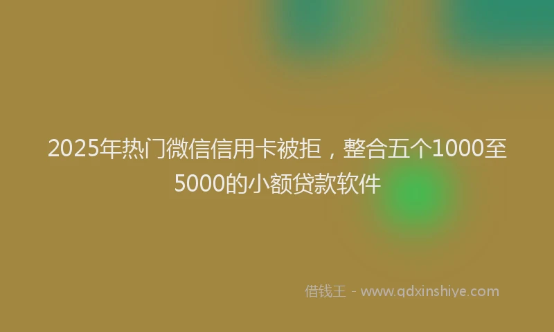 2025年热门微信信用卡被拒，整合五个1000至5000的小额贷款软件