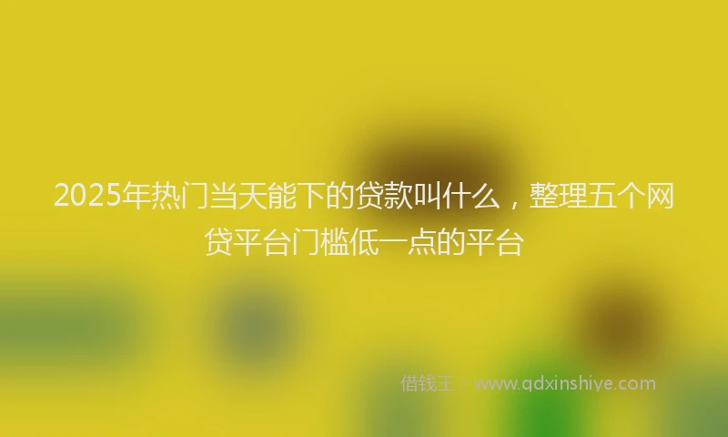 2025年热门当天能下的贷款叫什么，整理五个网贷平台门槛低一点的平台