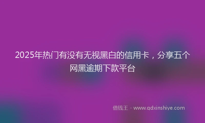 2025年热门有没有无视黑白的信用卡，分享五个网黑逾期下款平台