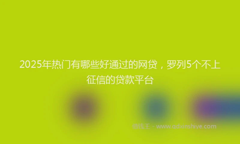 2025年热门有哪些好通过的网贷，罗列5个不上征信的贷款平台