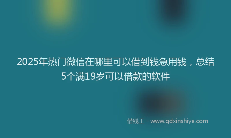 2025年热门微信在哪里可以借到钱急用钱，总结5个满19岁可以借款的软件