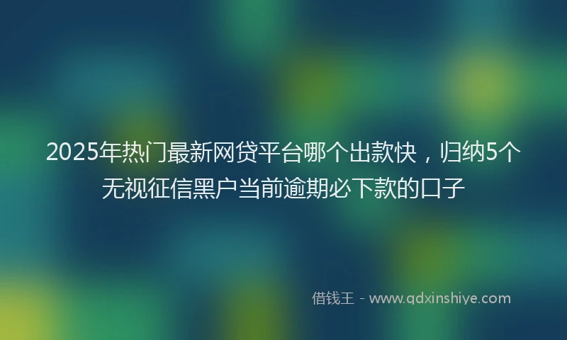 2025年热门最新网贷平台哪个出款快，归纳5个无视征信黑户当前逾期必下款的口子