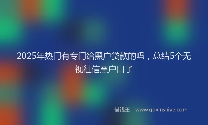 2025年热门有专门给黑户贷款的吗，总结5个无视征信黑户口子