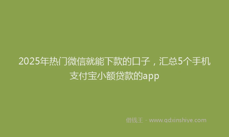 2025年热门微信就能下款的口子，汇总5个手机支付宝小额贷款的app