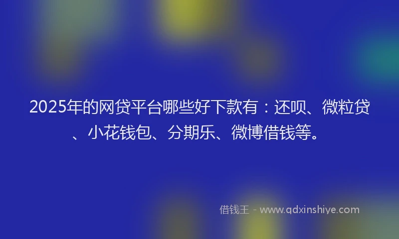 2025年的网贷平台哪些好下款有：还呗、微粒贷、小花钱包、分期乐、微博借钱等。