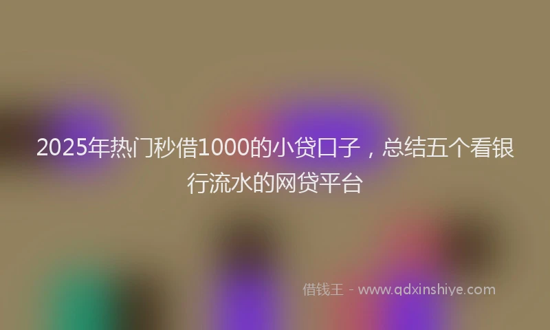 2025年热门秒借1000的小贷口子，总结五个看银行流水的网贷平台