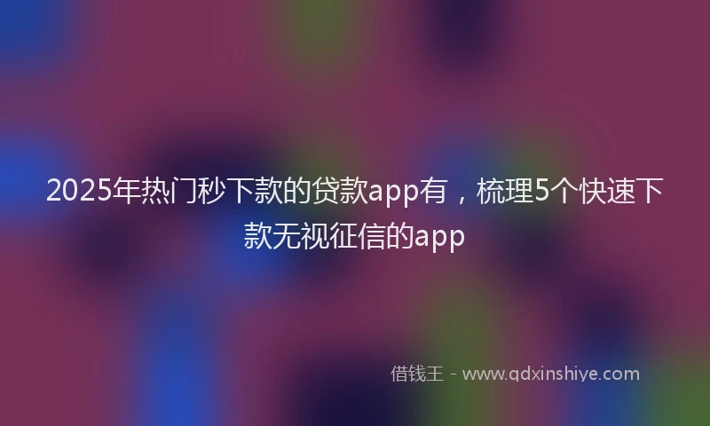 2025年热门秒下款的贷款app有，梳理5个快速下款无视征信的app