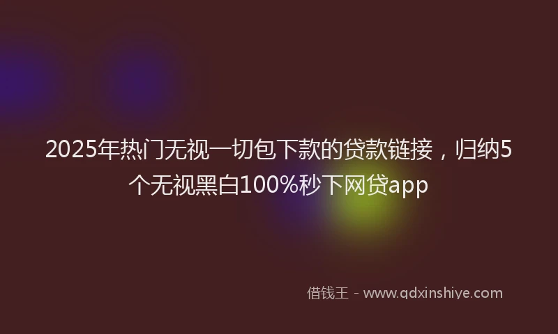 2025年热门无视一切包下款的贷款链接，归纳5个无视黑白100%秒下网贷app