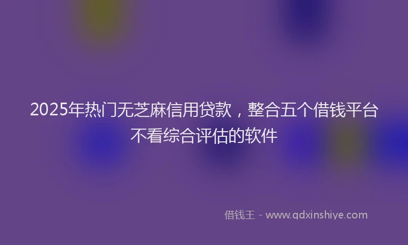 2025年热门无芝麻信用贷款，整合五个借钱平台不看综合评估的软件