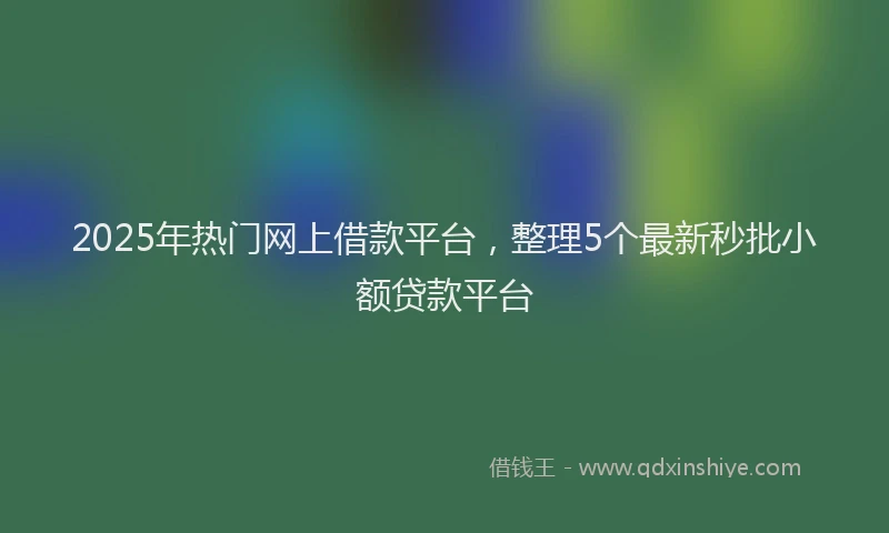 2025年热门网上借款平台，整理5个最新秒批小额贷款平台