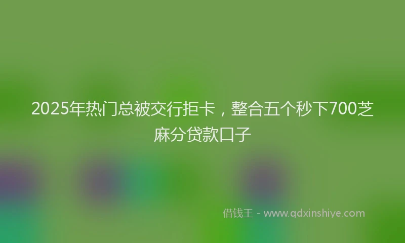 2025年热门总被交行拒卡，整合五个秒下700芝麻分贷款口子