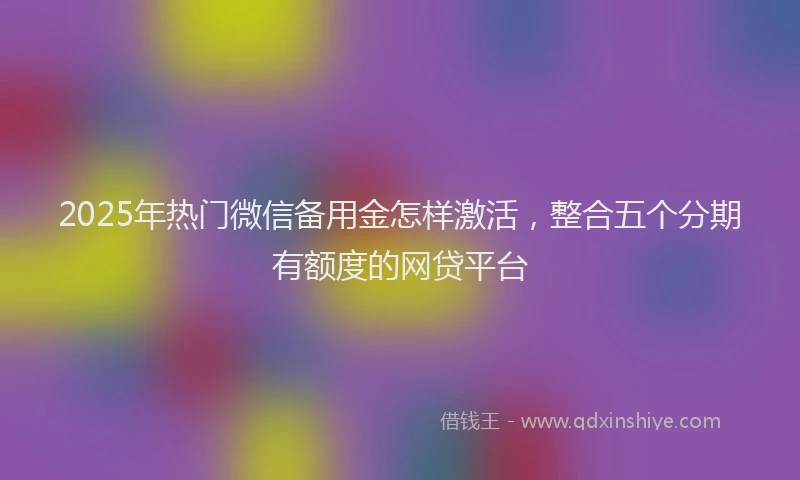 2025年热门微信备用金怎样激活，整合五个分期有额度的网贷平台