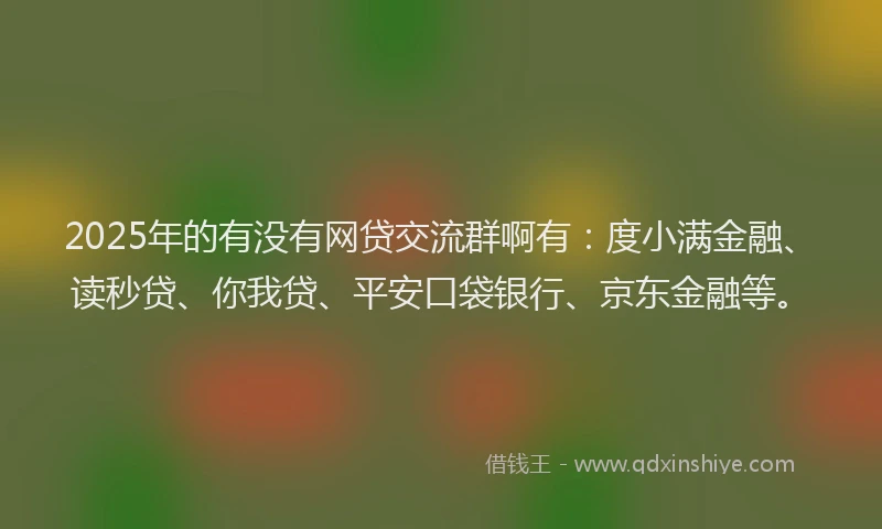 2025年的有没有网贷交流群啊有：度小满金融、读秒贷、你我贷、平安口袋银行、京东金融等。