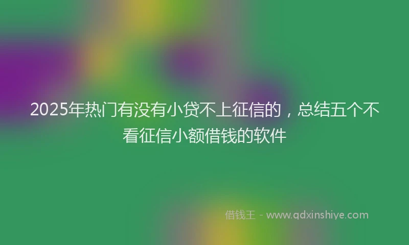2025年热门有没有小贷不上征信的，总结五个不看征信小额借钱的软件