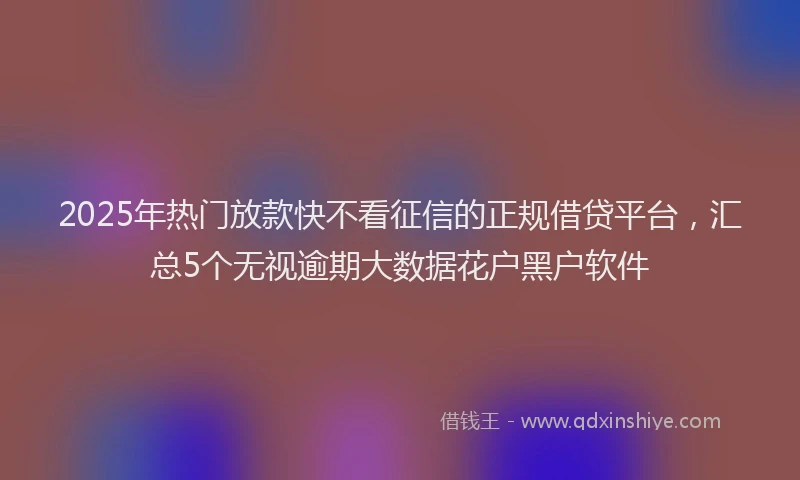 2025年热门放款快不看征信的正规借贷平台，汇总5个无视逾期大数据花户黑户软件