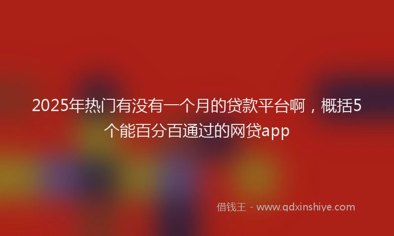 2025年热门有没有一个月的贷款平台啊，概括5个能百分百通过的网贷app