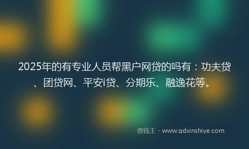 2025年的有专业人员帮黑户网贷的吗有：功夫贷、团贷网、平安i贷、分期乐、融逸花等。