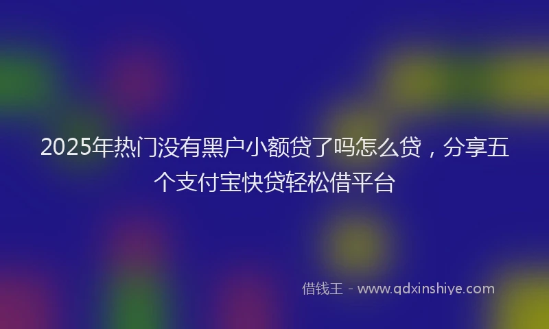 2025年热门没有黑户小额贷了吗怎么贷，分享五个支付宝快贷轻松借平台