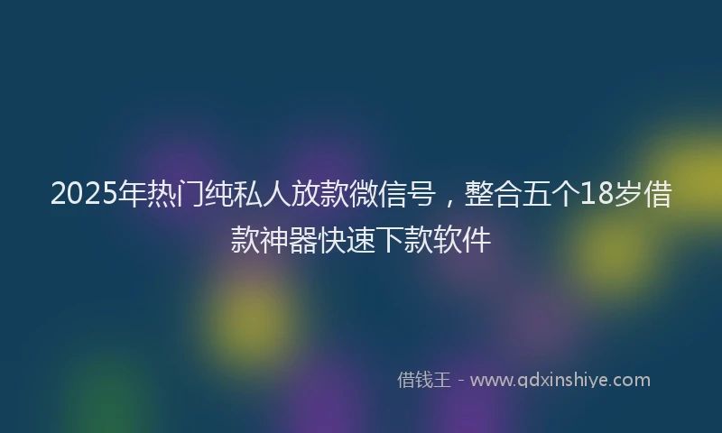 2025年热门纯私人放款微信号，整合五个18岁借款神器快速下款软件