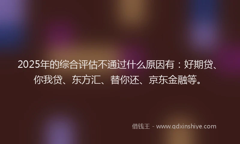 2025年的综合评估不通过什么原因有：好期贷、你我贷、东方汇、替你还、京东金融等。