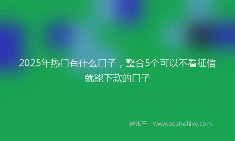 2025年热门有什么口子，整合5个可以不看征信就能下款的口子