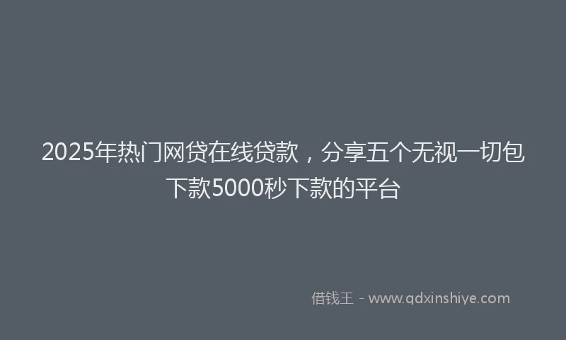 2025年热门网贷在线贷款，分享五个无视一切包下款5000秒下款的平台