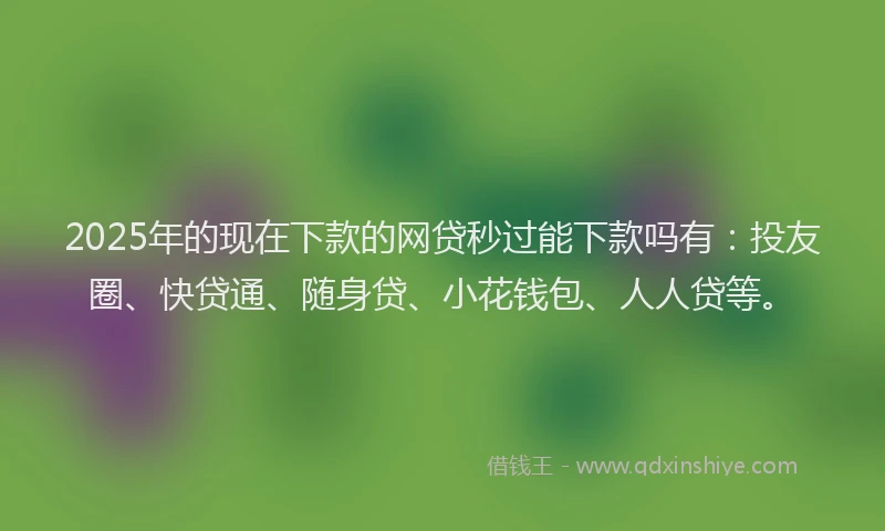 2025年的现在下款的网贷秒过能下款吗有：投友圈、快贷通、随身贷、小花钱包、人人贷等。