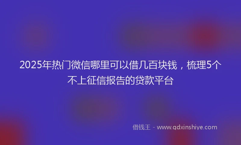 2025年热门微信哪里可以借几百块钱，梳理5个不上征信报告的贷款平台