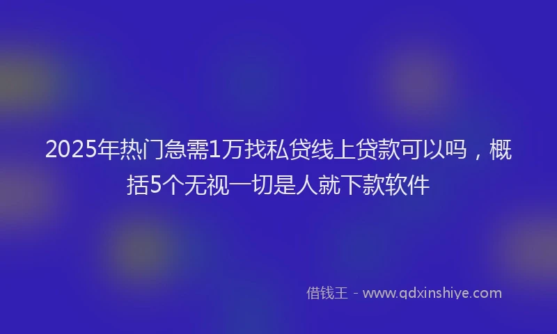2025年热门急需1万找私贷线上贷款可以吗，概括5个无视一切是人就下款软件