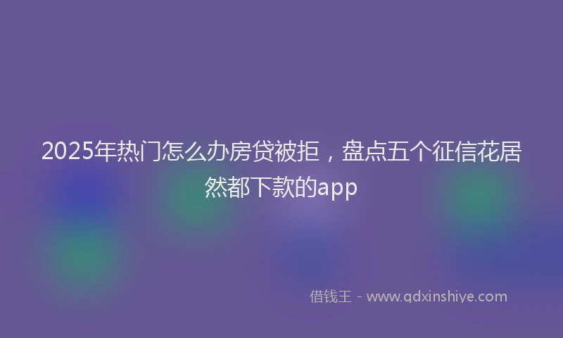 2025年热门怎么办房贷被拒，盘点五个征信花居然都下款的app